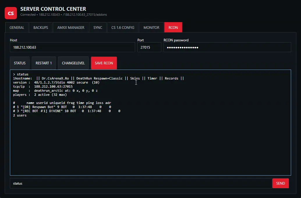 Control RCON securizat